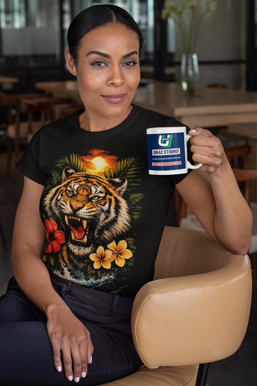 Roaring Tiger Floral Fearless Spirit Tee | Tiger Head Graphic T-Shirt