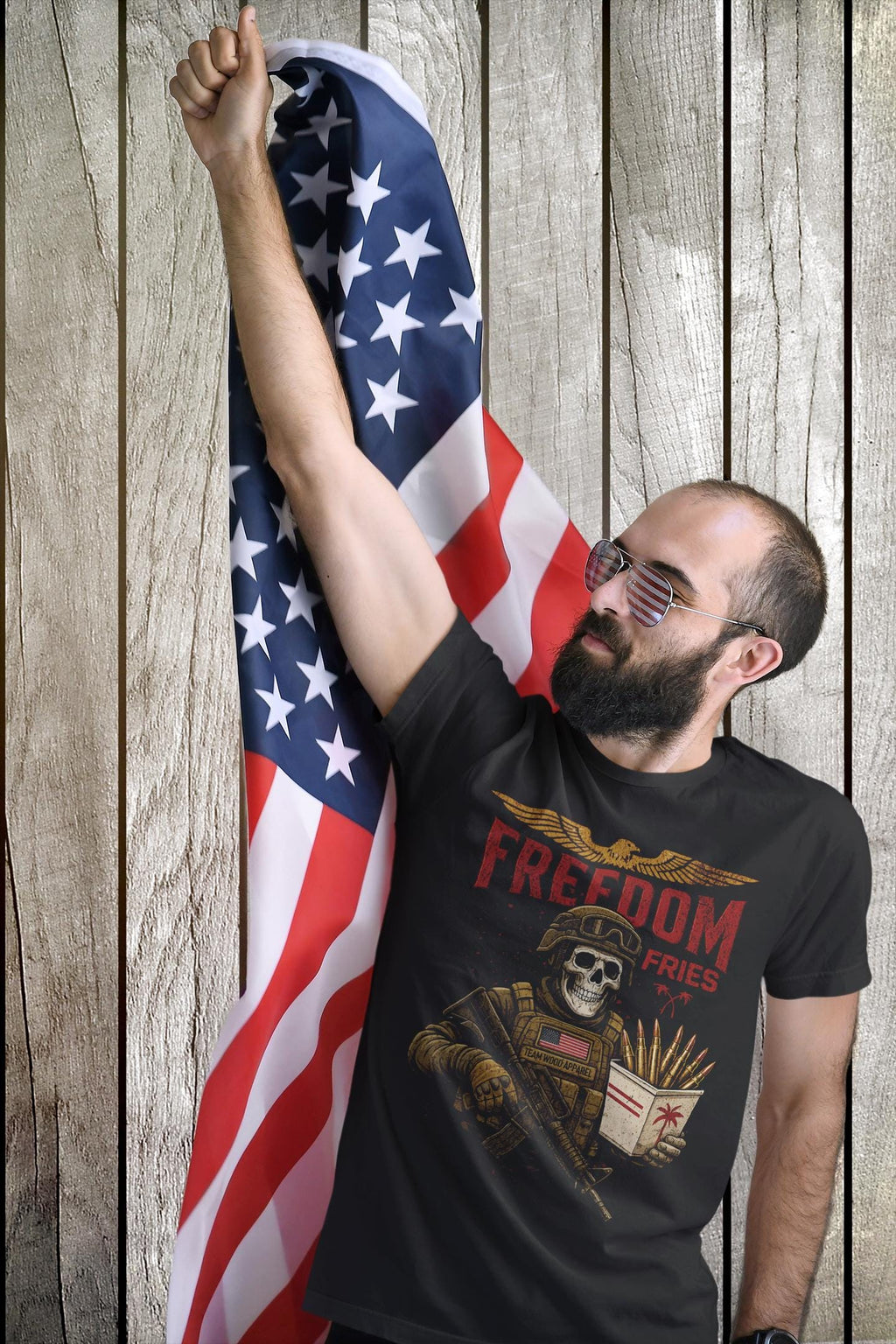 Freedom Fries Skull T-Shirt | Military Humor Graphic Tee