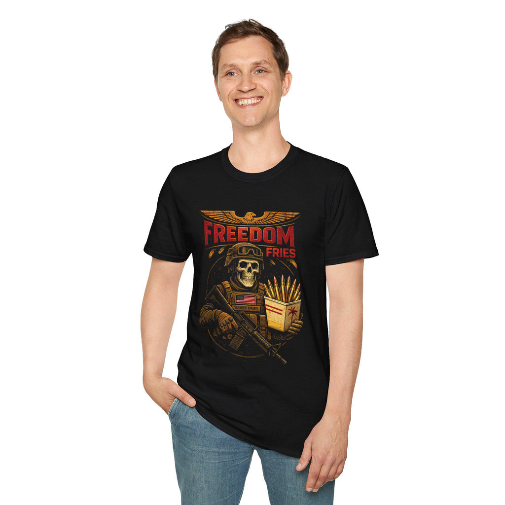 Freedom Fries Skull T-Shirt | Military Humor Graphic Tee