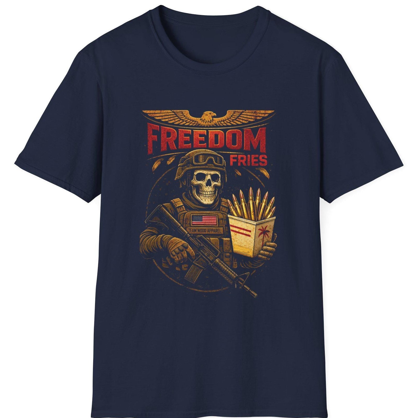 Freedom Fries Skull T-Shirt | Military Humor Graphic Tee