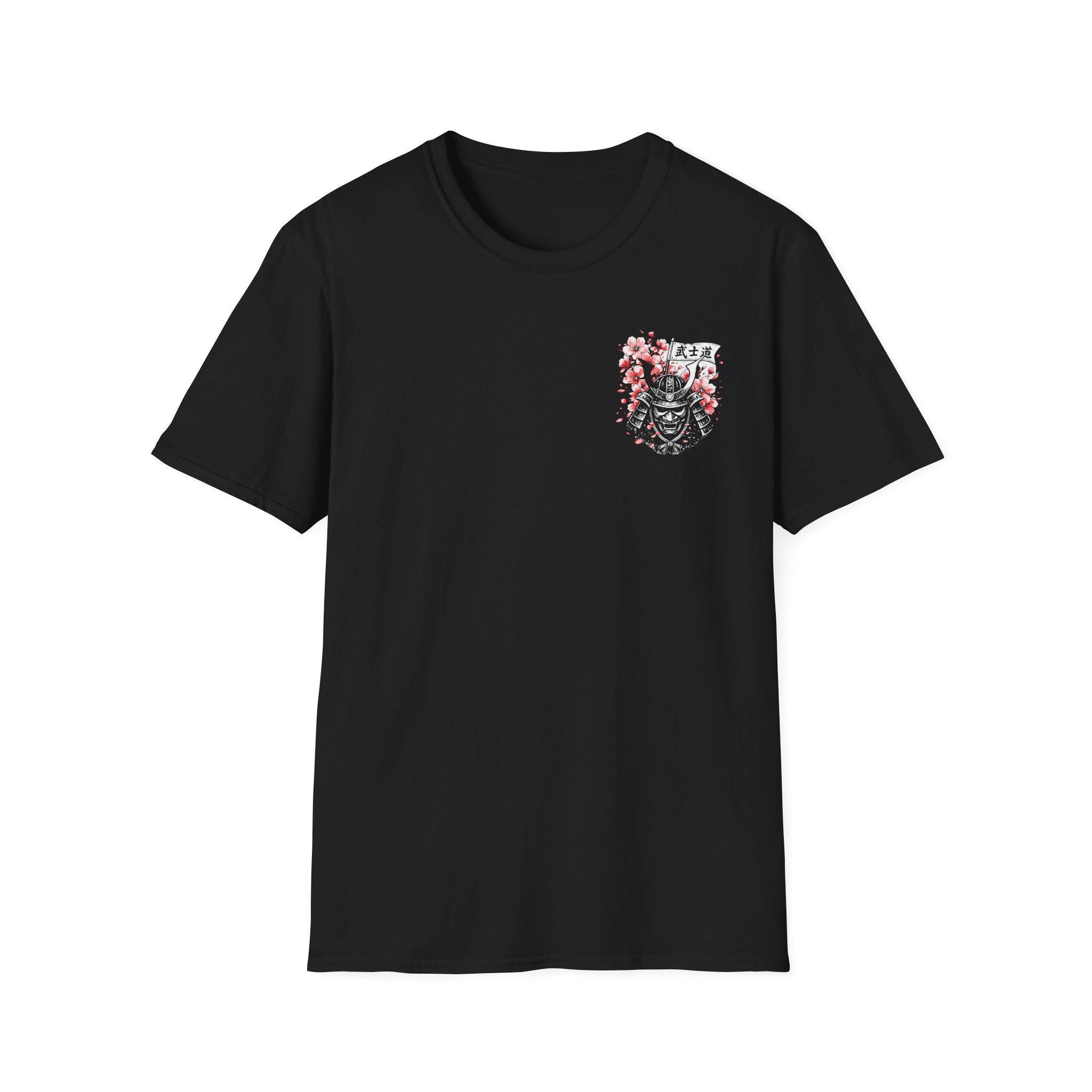 Samurai Warrior with Cherry Blossoms T-Shirt | Red Sun Back Graphic