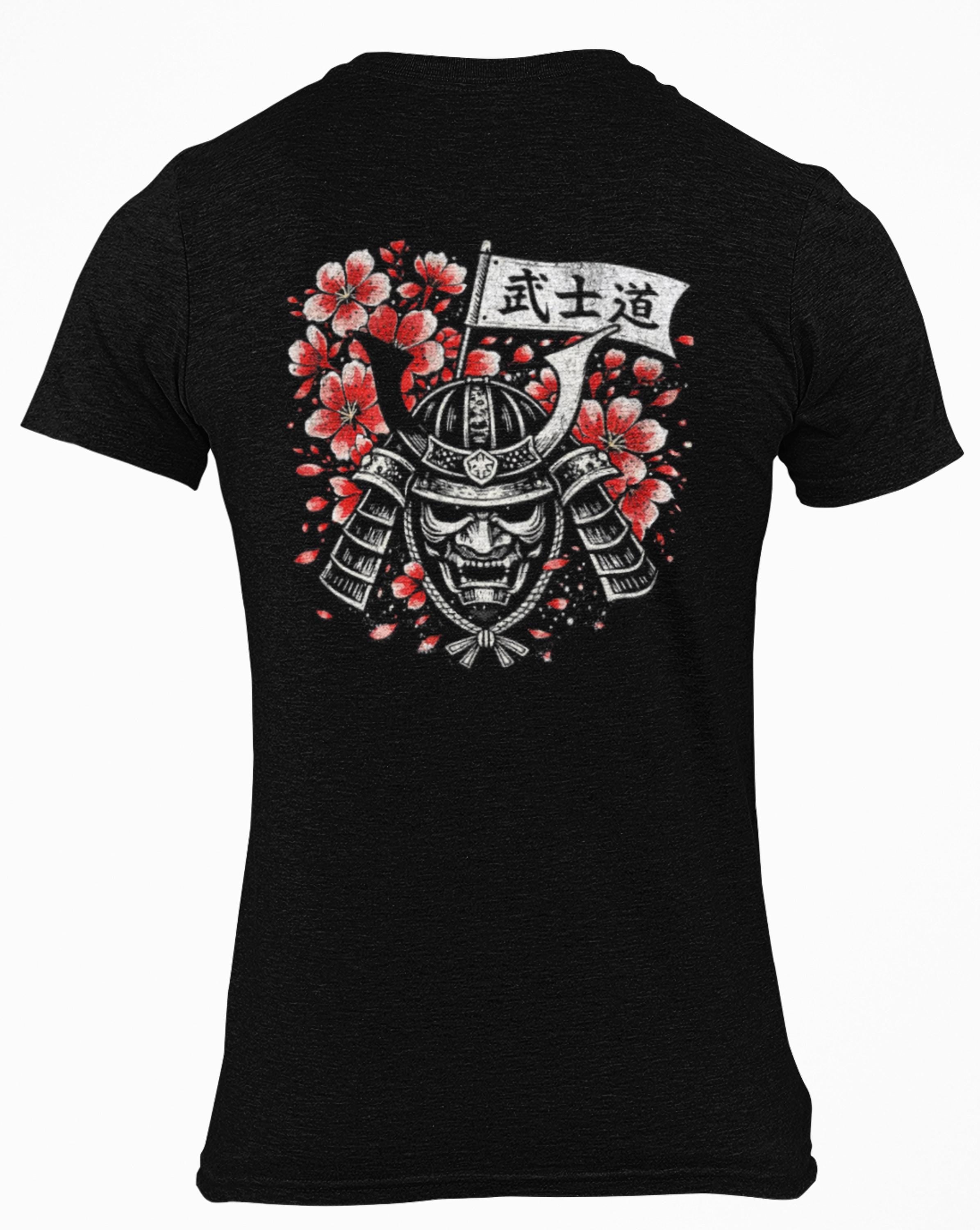 Bushido Samurai Helmet with Cherry Blossoms T-Shirt
