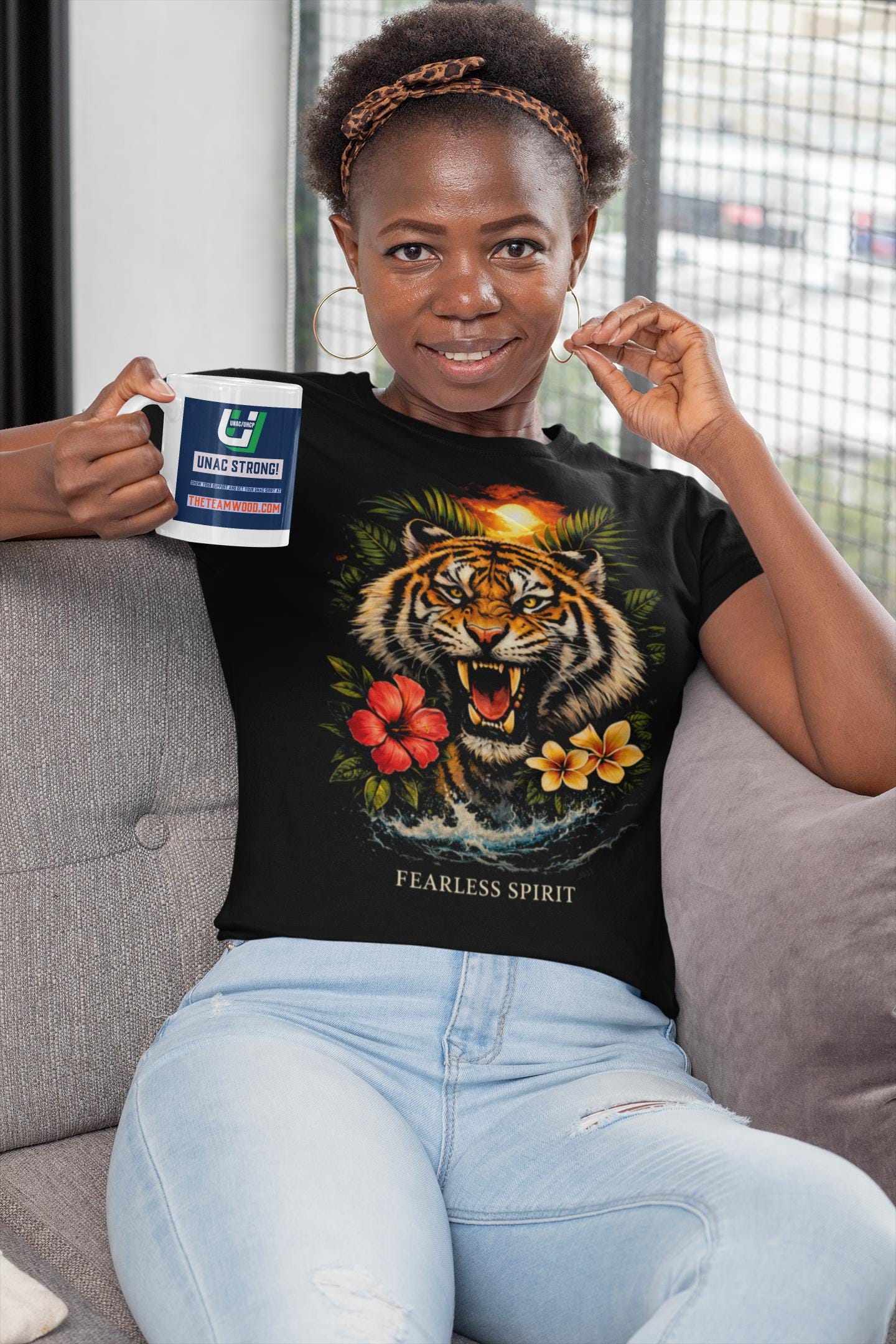 Roaring Tiger Floral Fearless Spirit Tee | Tiger Head Graphic T-Shirt