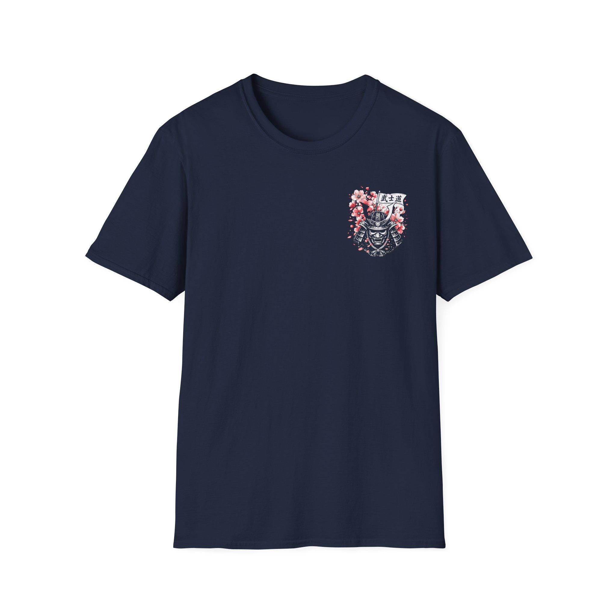 Samurai Warrior with Cherry Blossoms T-Shirt | Red Sun Back Graphic