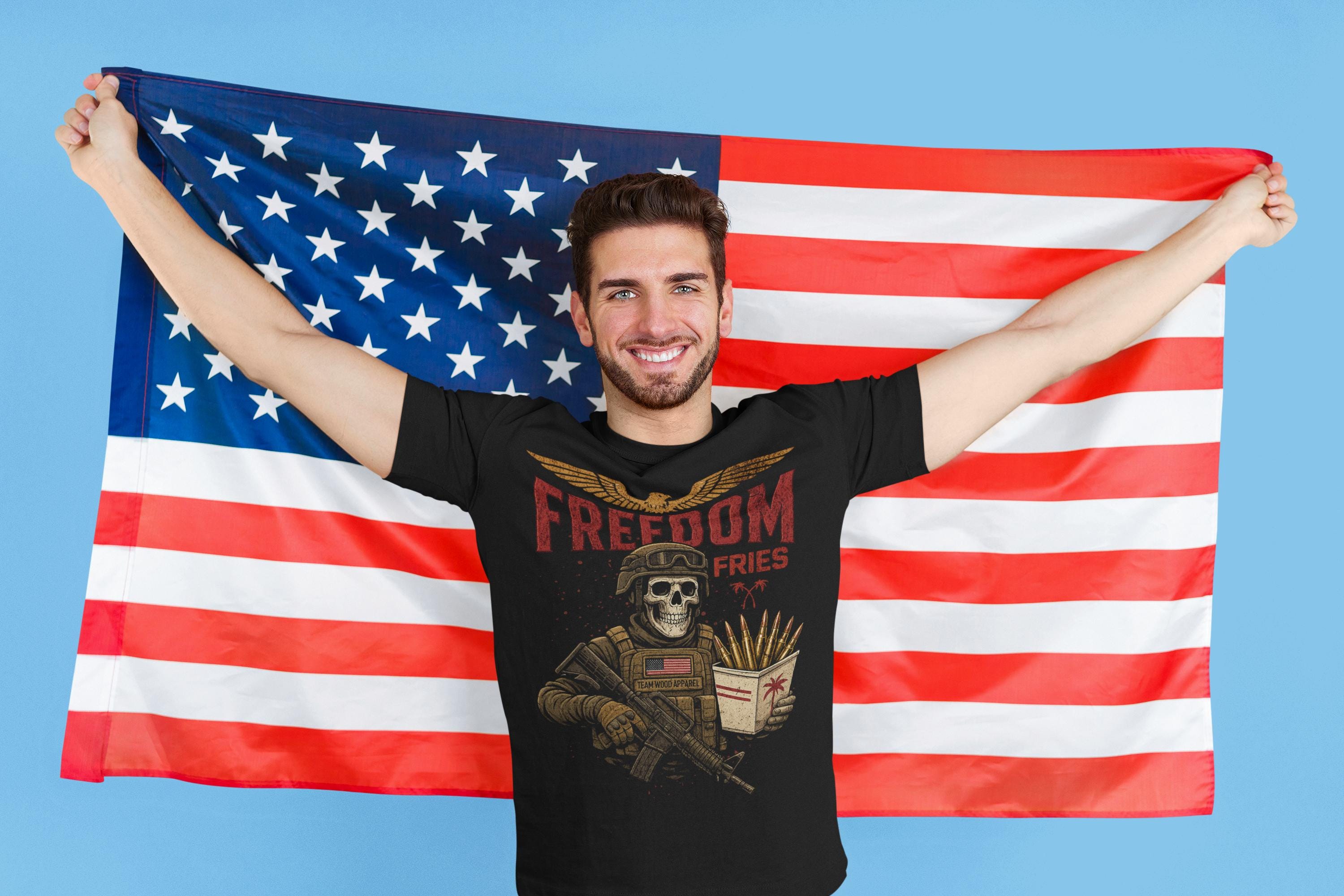 Freedom Fries Skull T-Shirt | Military Humor Graphic Tee