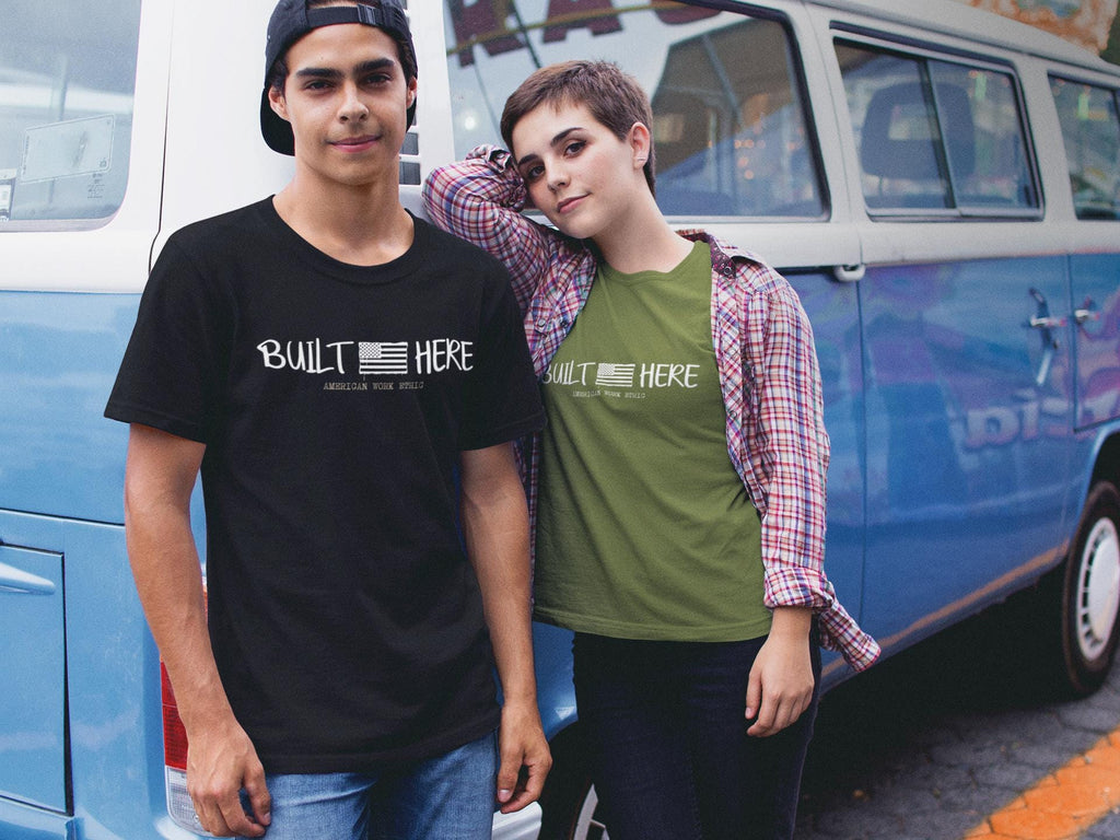 Built Here Shirt | American Work Ethic Typography Tee | Team Wood Motivation __etsy:7803040555