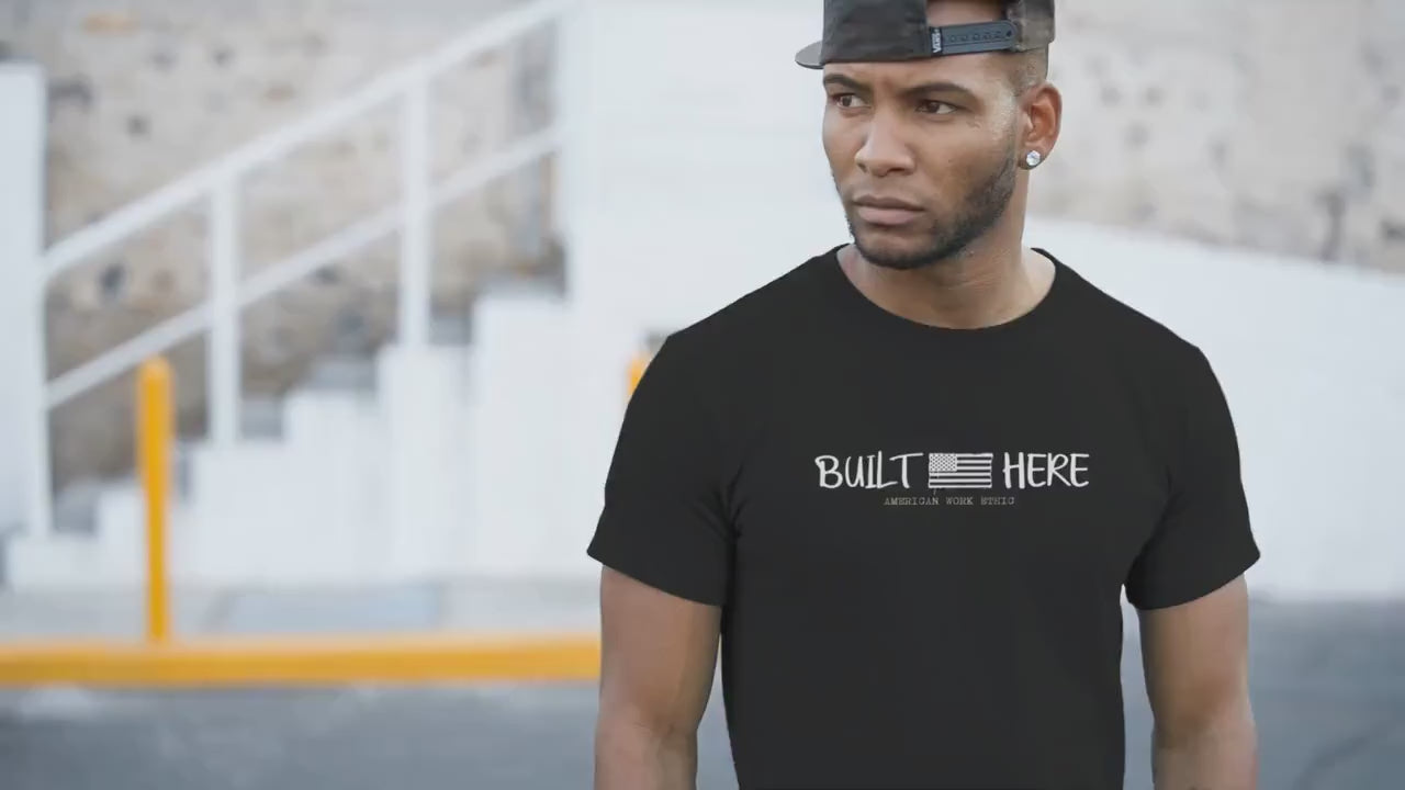 Built Here Shirt | American Work Ethic Typography Tee | Team Wood Motivation